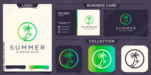 summer tree palm logo icon vector template