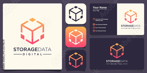 Cube Digital technology logo icon vector template.