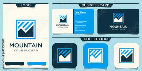 Mountain Logo Vector line design landscape symbol