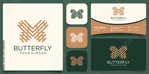 Butterfly Logo geometric design abstract vector template Linear style icon