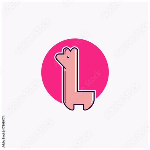 Illustration creative idea beautiful alpaca or llama animal with simple mascot emblem cartoon character for mammal toon animal logo design premium vector