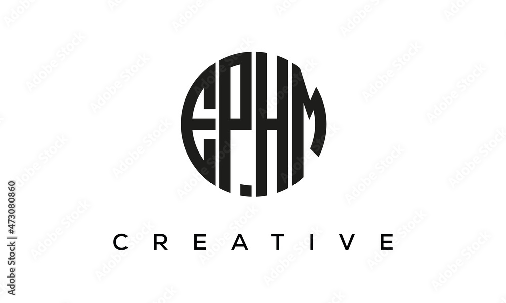 Letters EPHM creative circle logo design vector, 4 letters logo Letters EPHM creative circle logo design vector, 4 letters logo