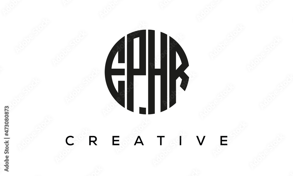 Letters EPHR creative circle logo design vector, 4 letters logo Letters EPHR creative circle logo design vector, 4 letters logo