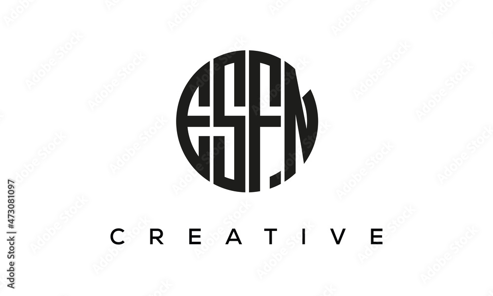 Letters ESFN creative circle logo design vector, 4 letters logo