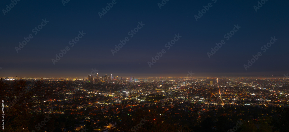 Los Angeles downtown at night. LosAngeles skyline, California, LA.