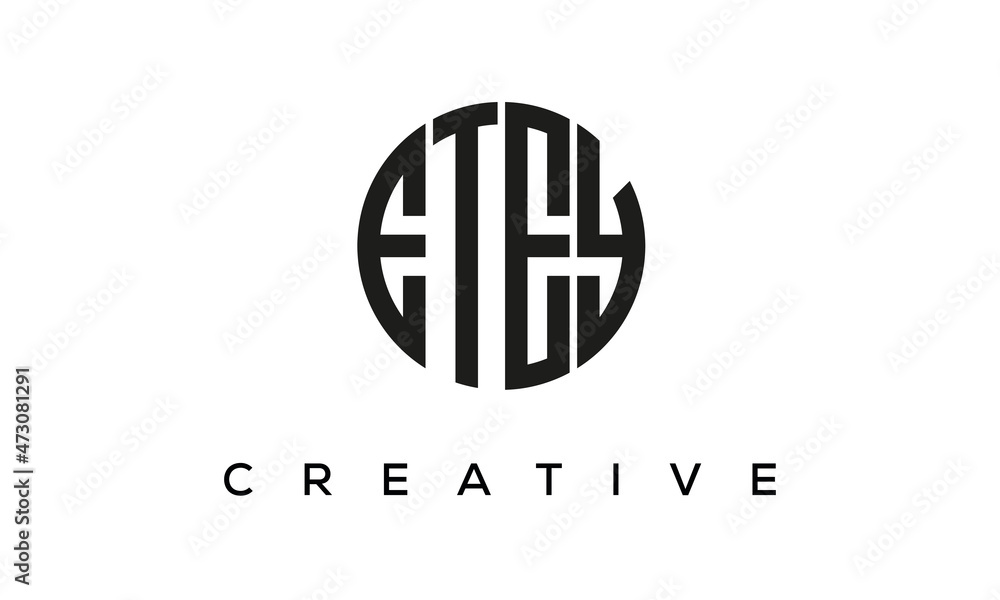 Letters ETEY creative circle logo design vector, 4 letters logo