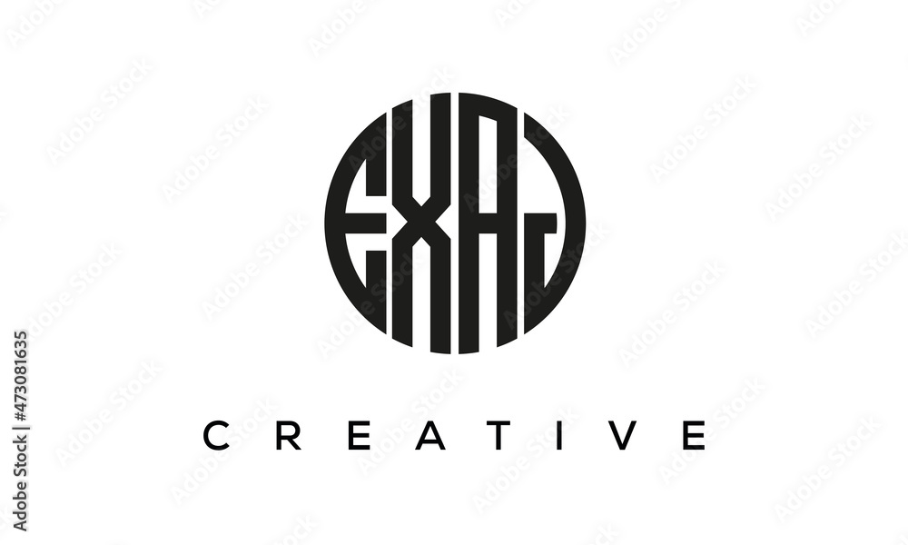 Letters EXAJ creative circle logo design vector, 4 letters logo Letters EXAJ creative circle logo design vector, 4 letters logo