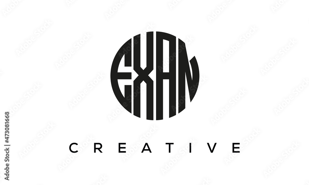 Letters EXAN creative circle logo design vector, 4 letters logo Letters EXAN creative circle logo design vector, 4 letters logo