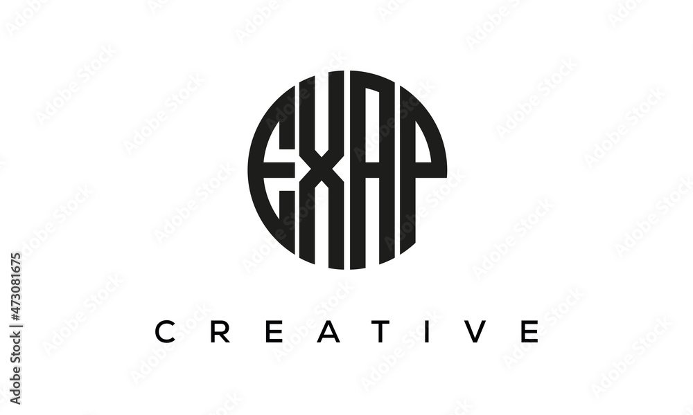 Letters EXAP creative circle logo design vector, 4 letters logo Letters EXAP creative circle logo design vector, 4 letters logo