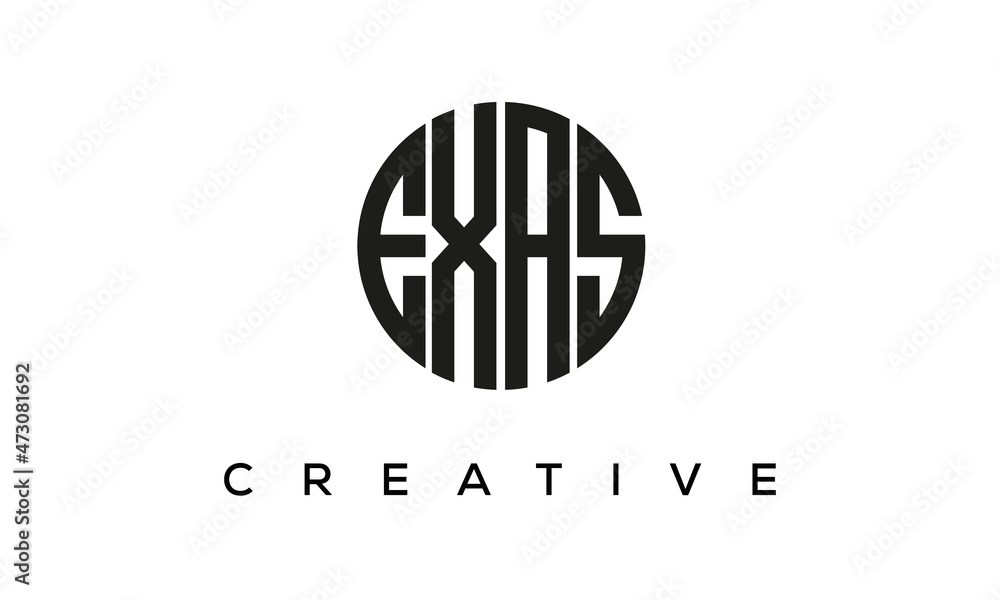 Letters EXAS creative circle logo design vector, 4 letters logo Letters EXAS creative circle logo design vector, 4 letters logo