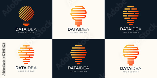 bulb lamp tech logo icon set.