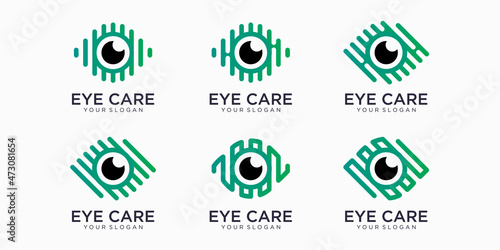 Eye vector logo icon set design template. Modern minimal flat design style.
