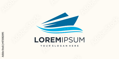 Modern speed boat logo design template