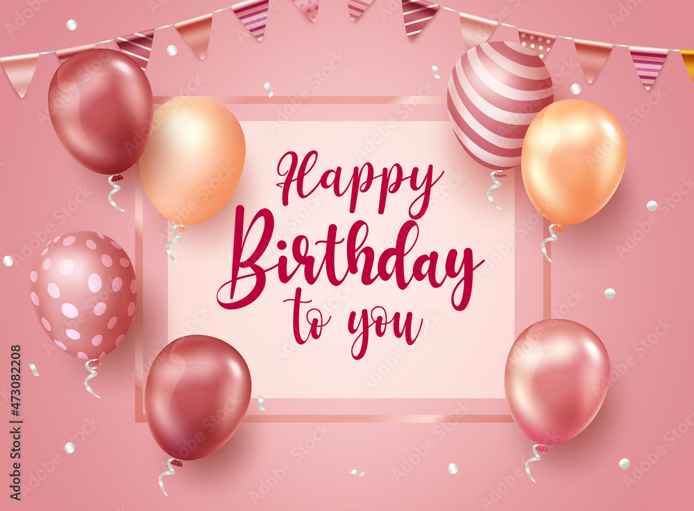 Birthday greeting vector template design. Happy birthday text in ...