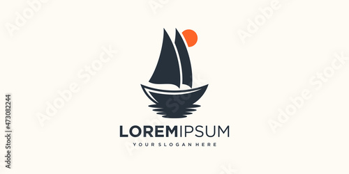 ship logo icon for adventure and travel company
