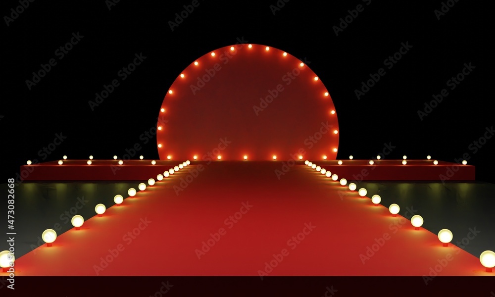 red stage in the red room.3d rendering.	