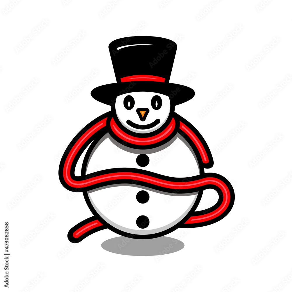 Snowman Wear hats and scarf in white background, Cartoon vector logo design template for t shirt ,sticker etc,as you editable all you wish Snowman Wear hats and scarf in white background, Cartoon vector logo design template for t shirt ,sticker etc,as you editable all you wish