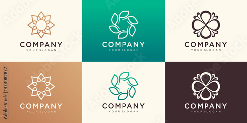 Minimalist elegant Flower logo design with circular concept.