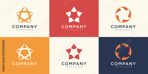 set of stars logo design template