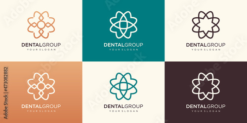 dental logo with a circular shape, Premium, creative, modern teeth vector logo.