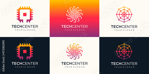 Circuit element logo design, Link icon with dot.