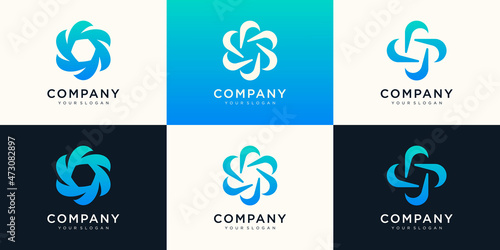 Abstract Swoosh Spinning Whirl Logo Template. use logo for technology digital