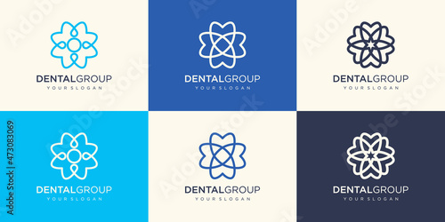 Dental clinic logo with a circular flower concept