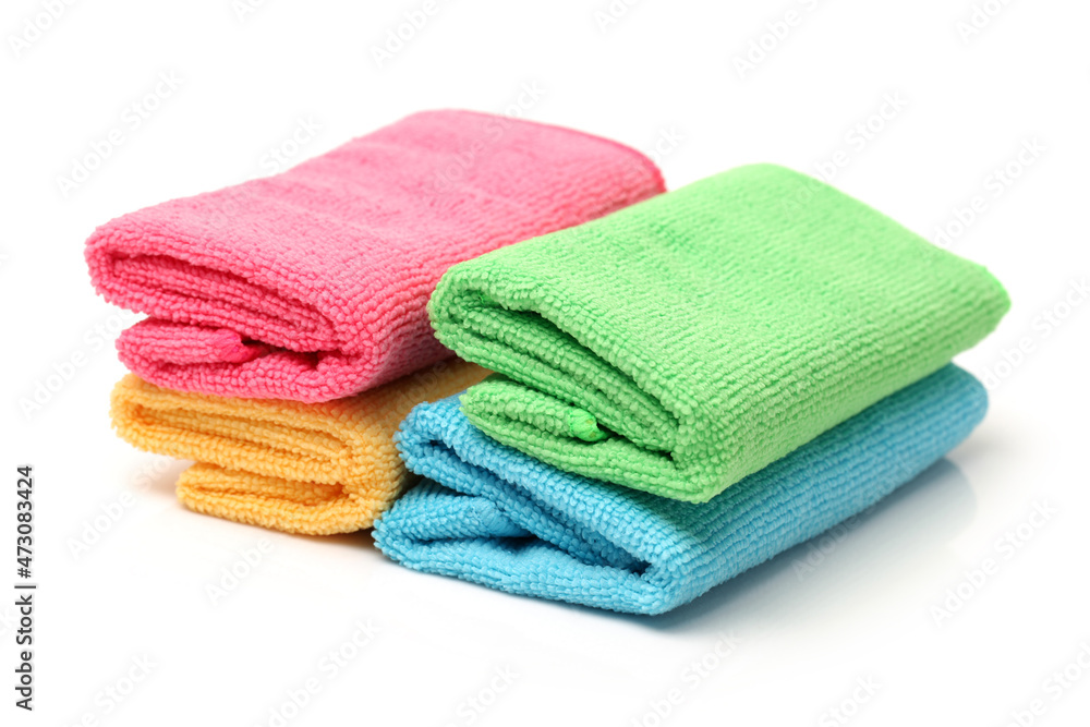 microfiber cleaning cloth on white background microfiber cleaning cloth on white background