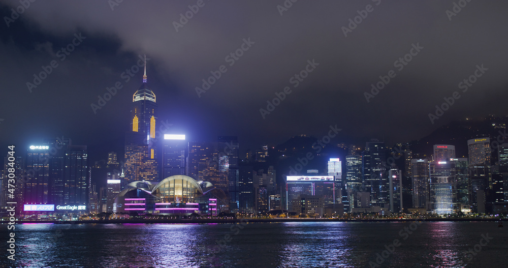 Naklejka premium Hong Kong city at night