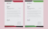 Simple new stylish unique minimalist professional company abstract creative corporate colorful clean modern business letterhead design vector template with red and green shape variations.