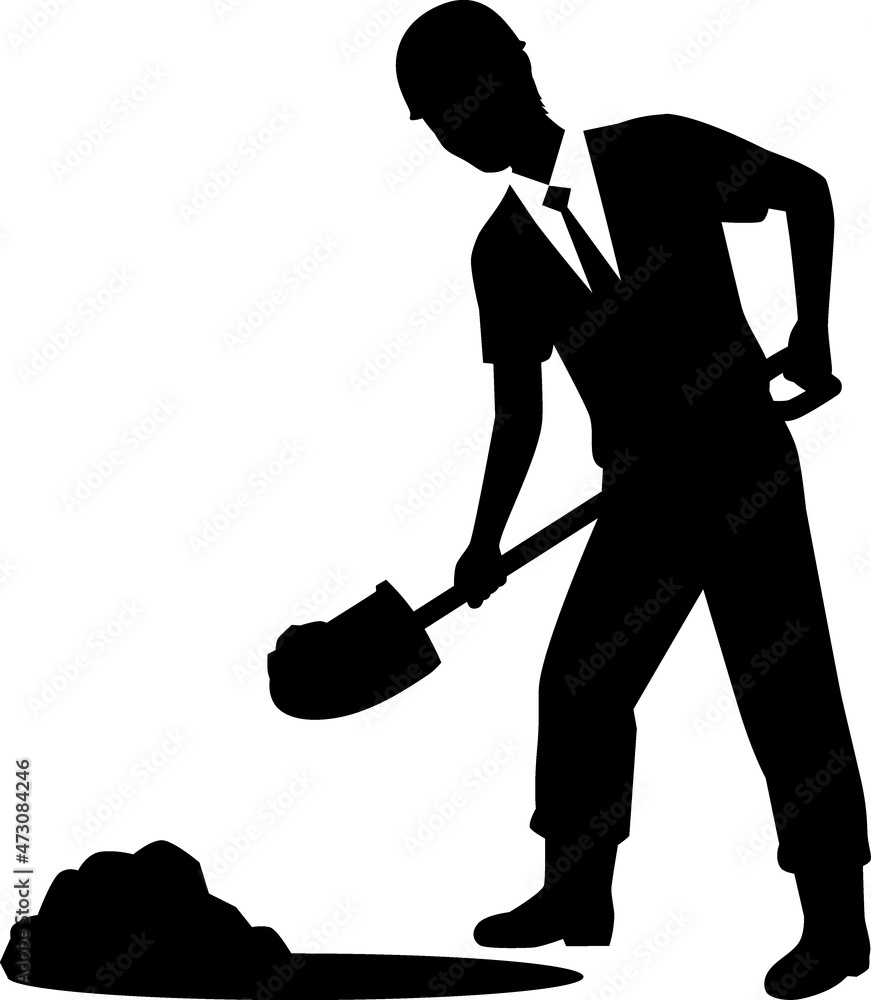 スコップで穴を掘る男性ビジネスマン Stock Vector | Adobe Stock