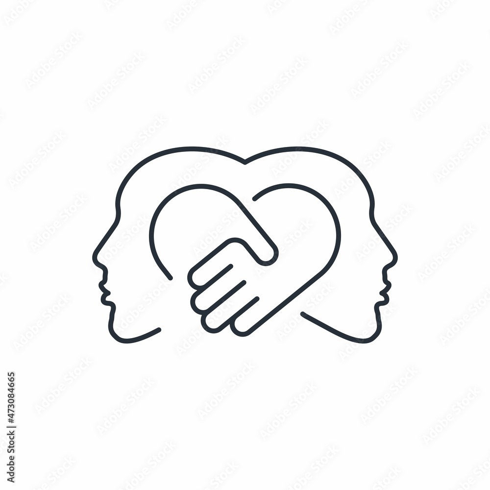 Different people and collaboration. Vector linear icon isolated on white background. Different people and collaboration. Vector linear icon isolated on white background.