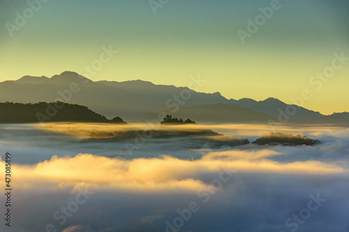 Morning mist viewpoint Baan Jabo, the most favourite place for tourist in Mae Hong Son,Thailand