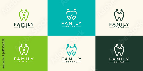 people dental logo Tooth abstract design vector template Linear style.