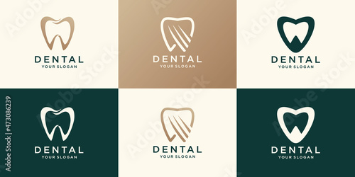 Dental Clinic Logo Tooth abstract design vector template. Dentist medical doctor Logotype concept icon.