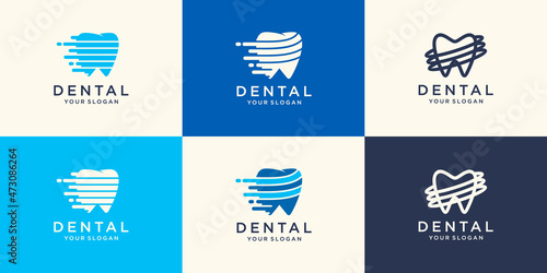 Speed Dental Logo Design.Creative Dentist Logo. Dental Clinic Creative Company Vector Logo.