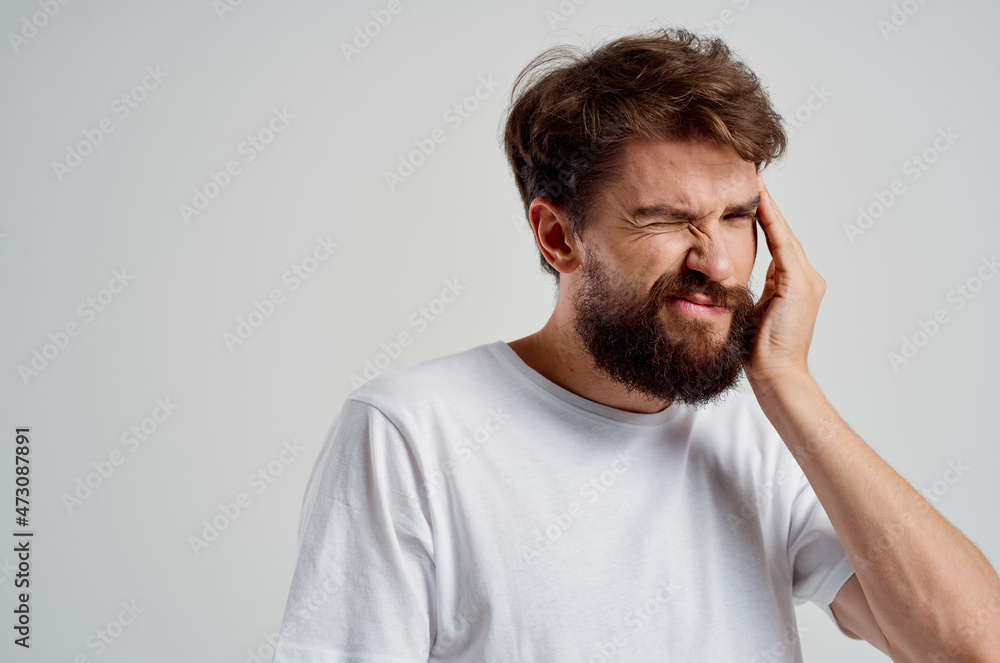 man health problems migraine stress disorder isolated background man health problems migraine stress disorder isolated background