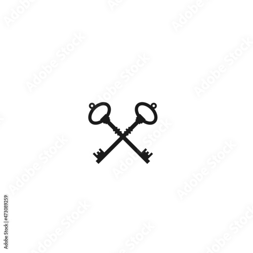 Two crossed vintage keys. Royal retro turnkeys. Real estate logo. Luxury hotel sign.
