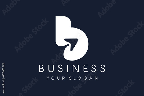 B Logo Arrow. Letter B Design Vector Illustration Modern Icon.