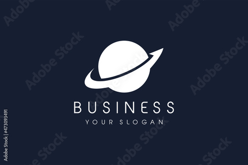 planet Logo Arrow. global Design Vector Illustration Modern Icon.