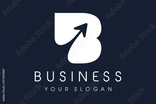 B Logo Arrow. Letter B Design Vector Illustration.
