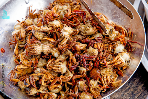 Deep fried small crab traditional food