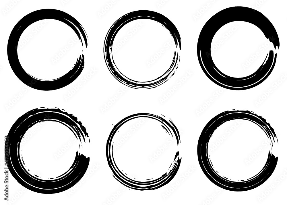 Grunge vector circles. Brush strokes set Grunge vector circles. Brush strokes set