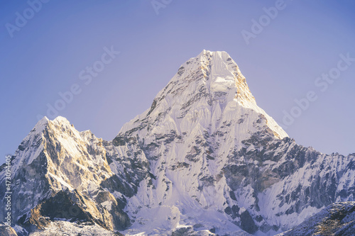 Ama Dablam Mount peak in Nepal Himalayas photo