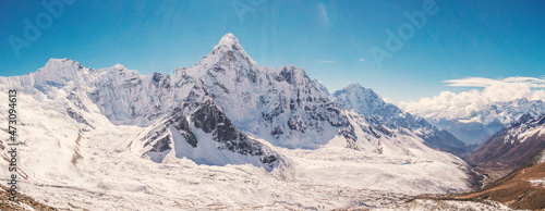 View of Ama Dablam mountain and glacier from Chukhung Ri viewpoint