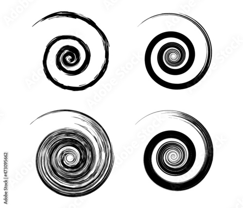 Abstract vector spiral elements, radial geometric striped patterns