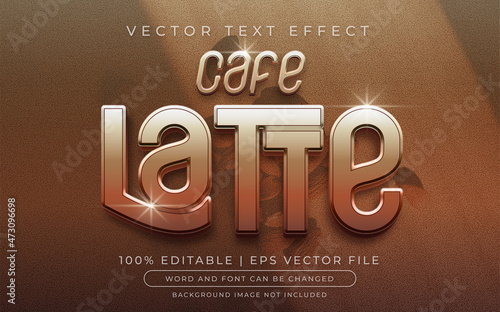 Cafe latte text, shine and glossy editable text effect style