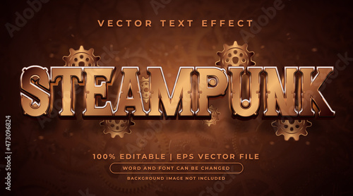 Steampunk text, glowing editable text effect style