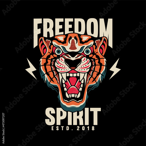 oldschool angry tiger head illustration
