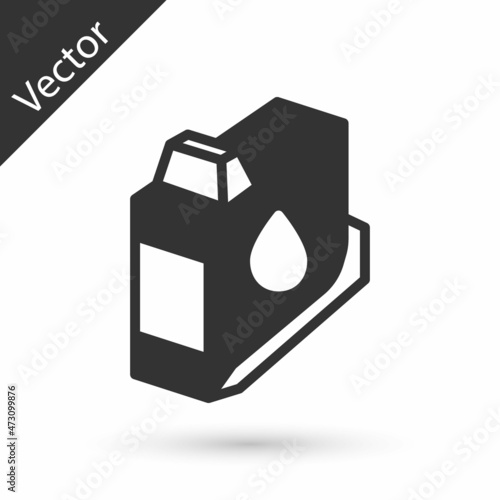 Grey Printer ink cartridge icon isolated on white background. Vector